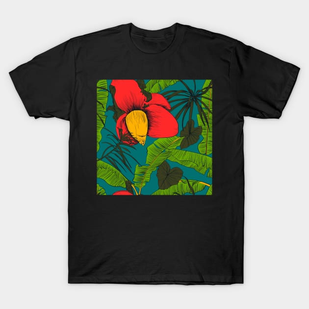 Seamless tropical pattern with banana palms T-Shirt by Olga Berlet